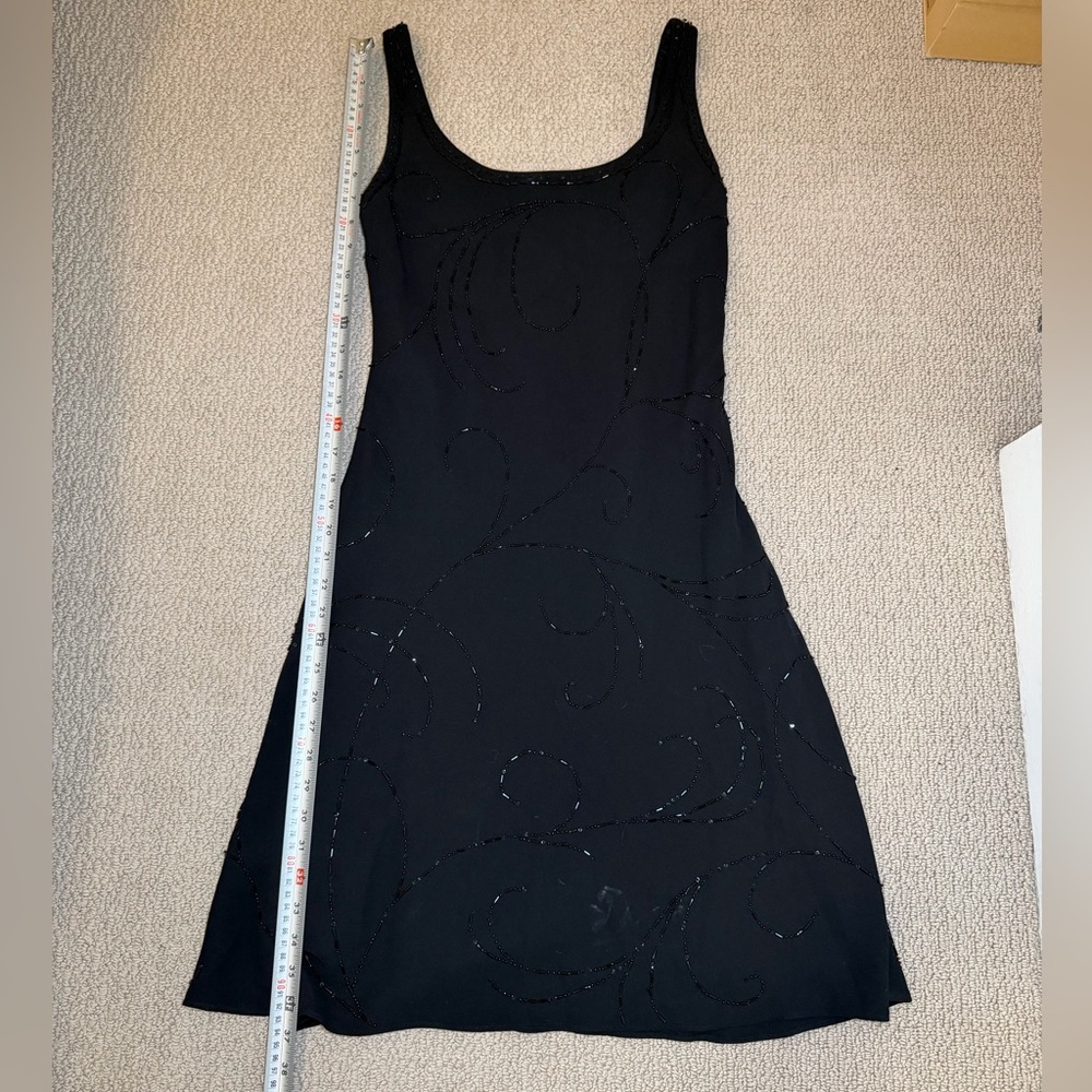 Jones New York Vintage 90s Embellished Beaded Black Midi Dress Sz 12